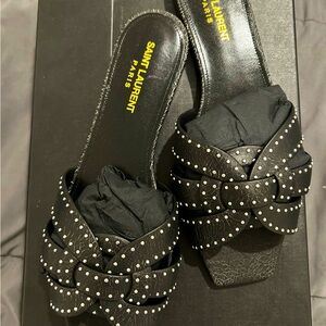 YSL Tribute slides Black Crackle Leather